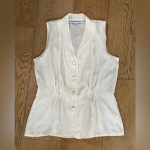 Anna and Frank vintage button down sleeveless off white silk blouse top